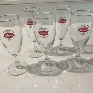 Vintage Schaefer Branded Clear Beer Goblets - Set of 5